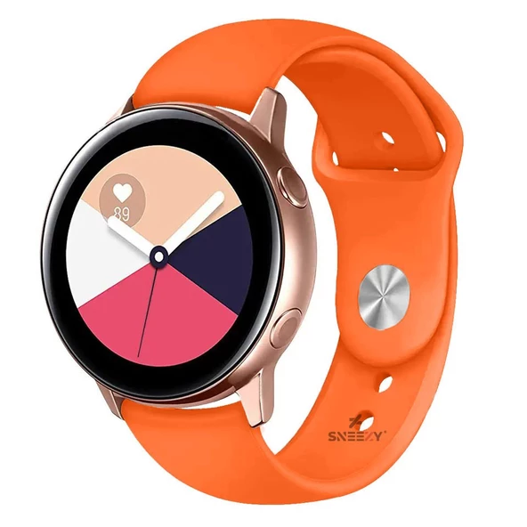 Samsung Galaxy Watch Active Active 2 44mm-40mm Uyumlu 20mm PureLux Soft Silikon Kordon  Turuncu