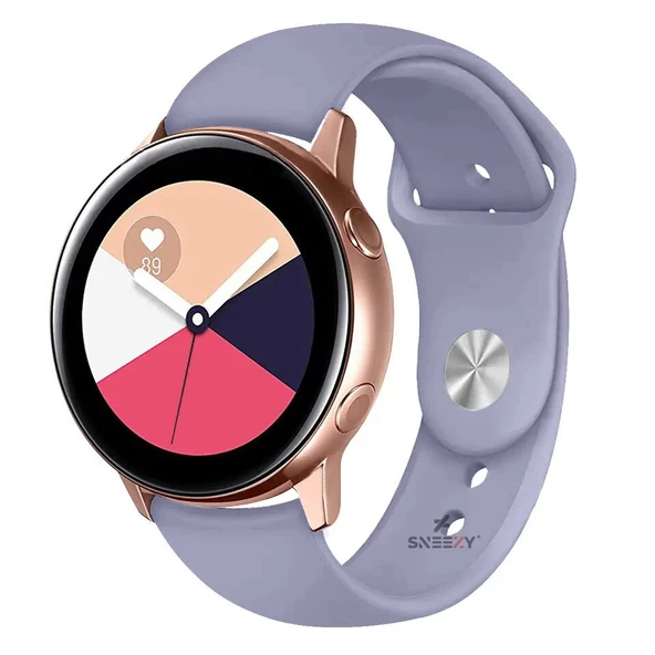 Samsung Galaxy Watch Active Active 2 44mm-40mm Uyumlu 20mm PureLux Soft Silikon Kordon  Lavanta