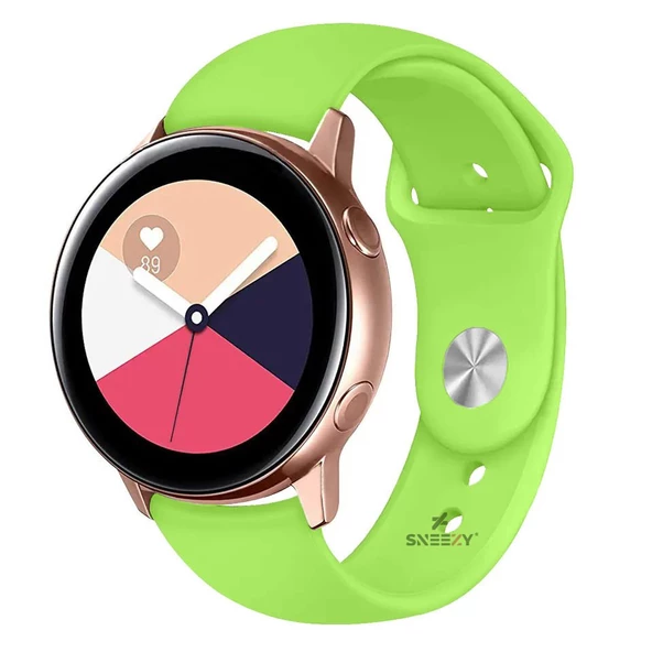 Samsung Galaxy Watch Active Active 2 44mm-40mm Uyumlu 20mm PureLux Soft Silikon Kordon  Yeşil