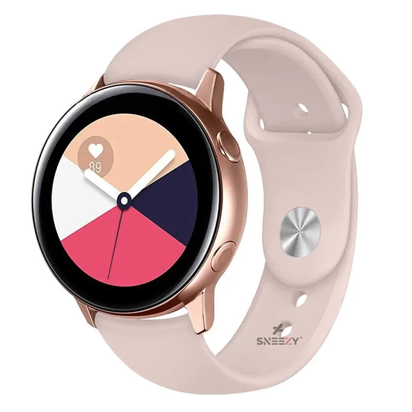 Samsung Galaxy Watch Active Active 2 44mm-40mm Uyumlu 20mm PureLux Soft Silikon Kordon  Pudra