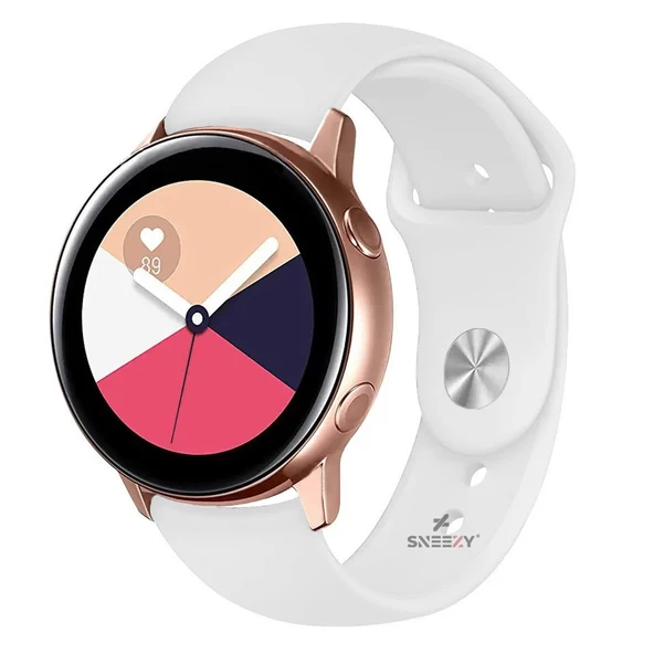 Samsung Galaxy Watch Active Active 2 44mm-40mm Uyumlu 20mm PureLux Soft Silikon Kordon  Beyaz