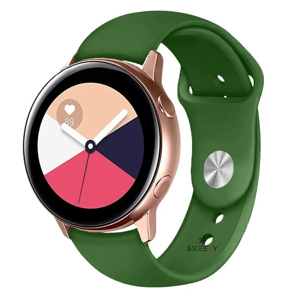 Samsung Galaxy Watch Active Active 2 44mm-40mm Uyumlu 20mm PureLux Soft Silikon Kordon  Çimen Yeşili