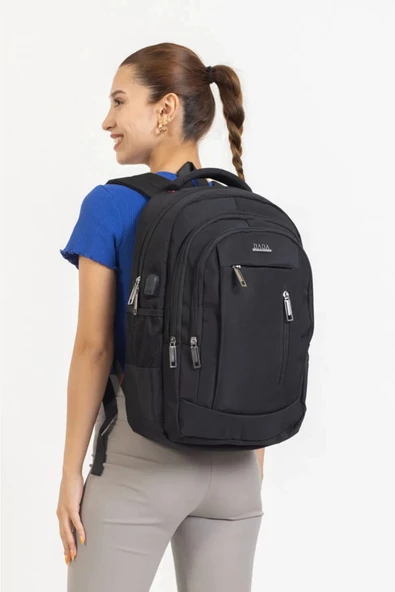 Siyah Sportif Darbe Emici Su Geçirmez 14-16 inç Laptop Sırt Çantası - 2