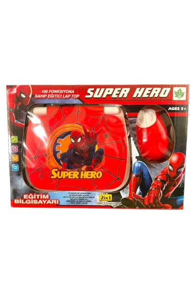 Oyuncak Laptop Spiderman Örümcek Bilgisayar Türkçe-İngilizce 100 Fonksiyonlu Eğitici Oyuncak - 3