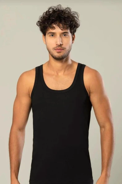ERDEM 1110 ERKEK RİBANA ASKILI ATLET 6 ADET  XL SİYAH