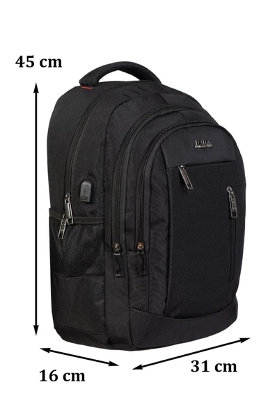 Siyah Sportif Darbe Emici Su Geçirmez 14-16 inç Laptop Sırt Çantası - 3