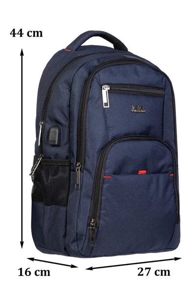 Lacivert Sportif Darbe Emici Su Geçirmez 13,3-14 inç Laptop Sırt Çantası - 6