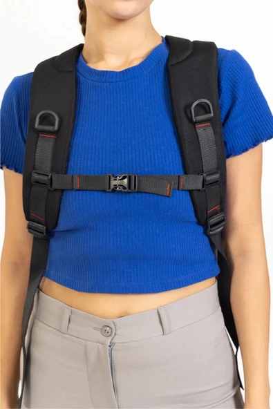 Siyah Sportif Darbe Emici Su Geçirmez 14-16 inç Laptop Sırt Çantası - 5