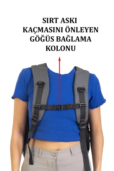 Gri Sportif Darbe Emici Su Geçirmez 13,3-14 inç Laptop Sırt Çantası - 2