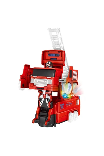 Pilli Işıklı Sirenli Oyuncak Transformers İtfaiye Arabası Hareketli Oyuncak - 3