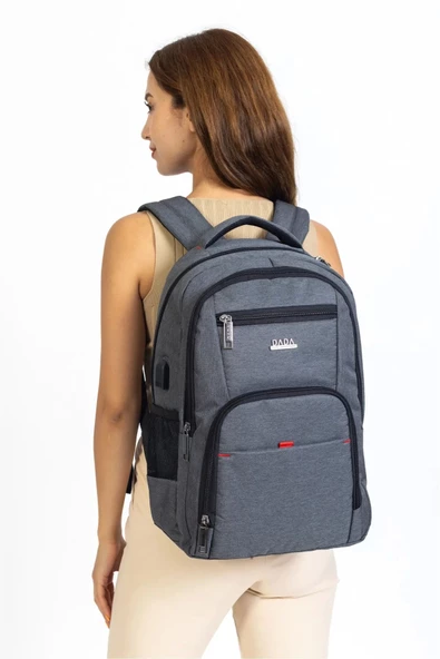 Gri Sportif Darbe Emici Su Geçirmez 13,3-14 inç Laptop Sırt Çantası - 3