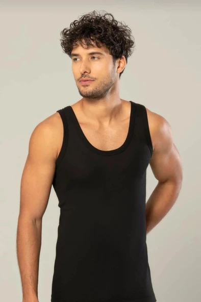 ERDEM 1100 ERKEK KLASİK PENYE ASKILI ATLET TEKLİ  M SİYAH