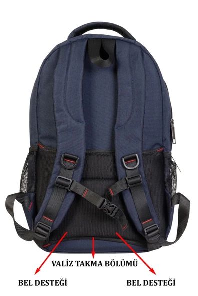 Lacivert Sportif Darbe Emici Su Geçirmez 13,3-14 inç Laptop Sırt Çantası - 8
