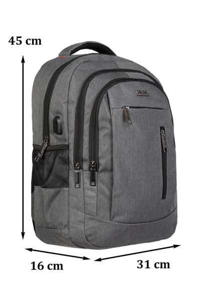 Gri Sportif Darbe Emici Su Geçirmez 14-16 inç Laptop Sırt Çantası - 5