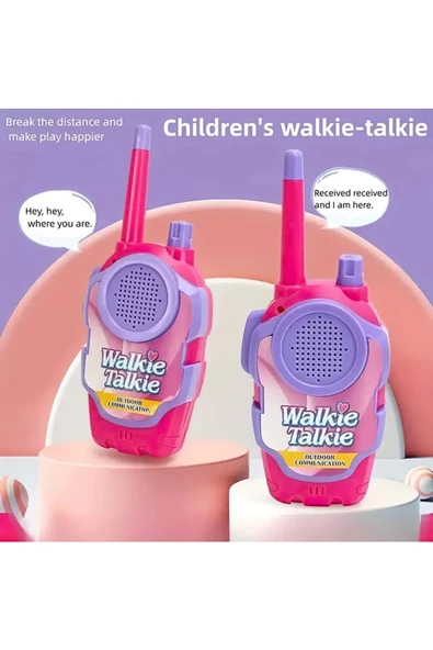 Walkie Talkie Telsiz Seti Pilli Pembe Renk