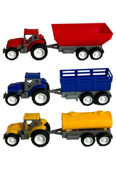Traktör Oyuncak 3'lü Set Süper Farm Modern Design RÖMORKLU TRAKTÖR SET - Resim 7