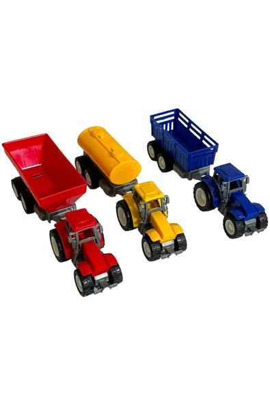 Traktör Oyuncak 3'lü Set Süper Farm Modern Design RÖMORKLU TRAKTÖR SET - Resim 3