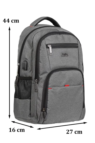 Gri Sportif Darbe Emici Su Geçirmez 13,3-14 inç Laptop Sırt Çantası - 6