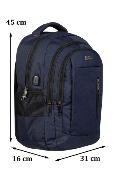 Lacivert Sportif Darbe Emici Su Geçirmez 14-16 inç Laptop Sırt Çantası - 4