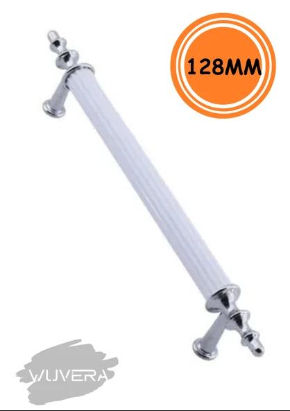 WUVERA Gündüz Kulp Mobilya Mutfak Dolabı Çekmece Dolap Kulpları Kapak Kulpu Kulbu Beyaz Krom 128 mm - 3