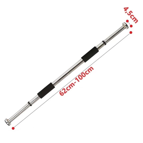 Barfiks Çubuğu 60-100cm Çift Süngerli Ayarlanabilir Kapı Koridora Takılır Barfiks - 5