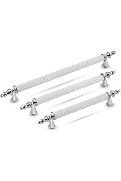 WUVERA Gündüz Kulp Mobilya Mutfak Dolabı Çekmece Dolap Kulpları Kapak Kulpu Kulbu Beyaz Krom 128 mm - 5