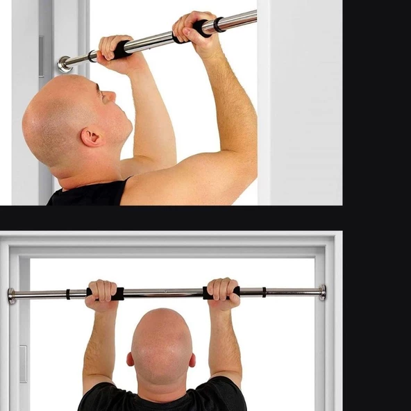 Barfiks Çubuğu 60-100cm Çift Süngerli Ayarlanabilir Kapı Koridora Takılır Barfiks - 9