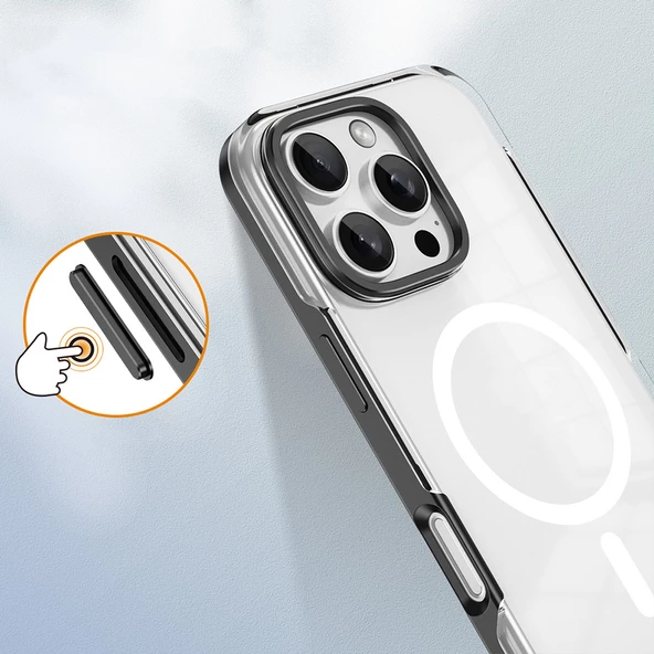 Gpack Apple iPhone 16 Pro Max Kılıf Çıkarılabilir Arka Yüzeyli Magsafeli Polar Kapak - 3