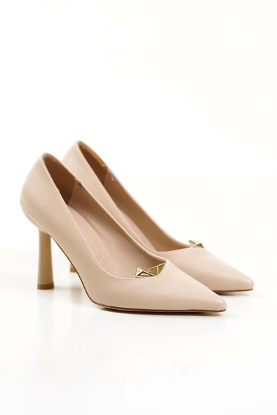 Kadın İnce Topuklu Ten Stiletto Ayakkabı - 4