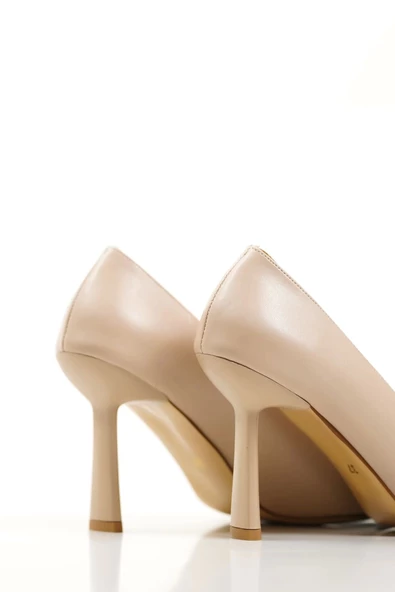 Kadın İnce Topuklu Ten Stiletto Ayakkabı - 7