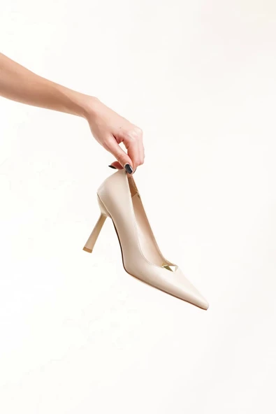 Kadın İnce Topuklu Ten Stiletto Ayakkabı - 5