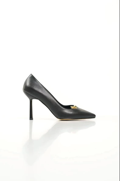 Kadın İnce Topuklu Siyah Stiletto Ayakkabı - 5