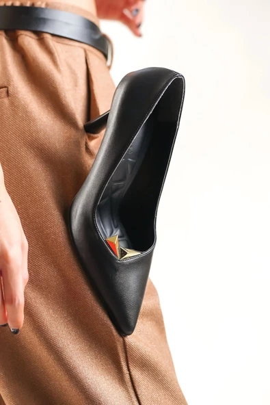 Kadın İnce Topuklu Siyah Stiletto Ayakkabı - 8