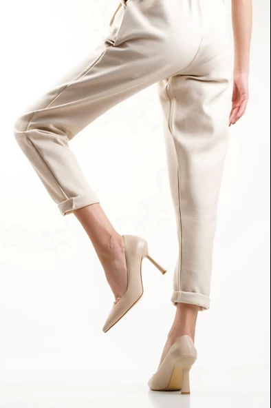 Kadın İnce Topuklu Ten Stiletto Ayakkabı - 3