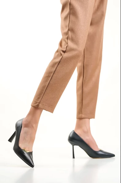 Kadın İnce Topuklu Siyah Stiletto Ayakkabı - 7