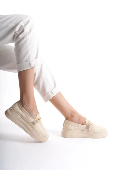 Kadın Triko Bej Günlük Ayakkabı - 3