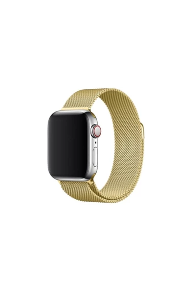 Ekoodukkan   Apple Watch Seri 7 Uyumlu 45mm Hasır Örgü Metal Milano Kordon Kayış