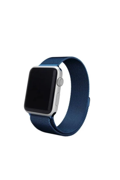 Ekoodukkan   Apple Watch Seri 7 - 45mm Hasır Örgü Metal Milano Kordon Kayış