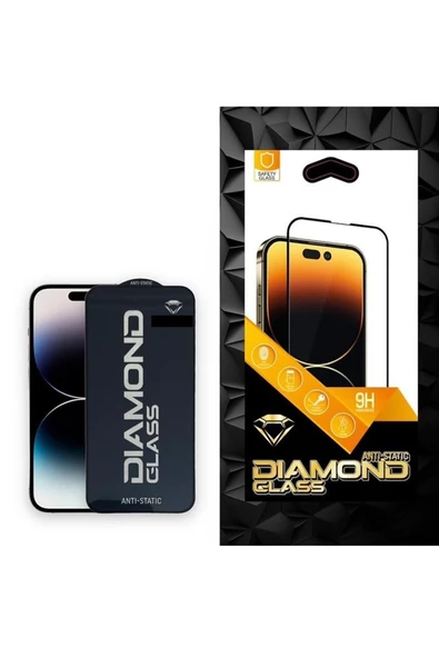 Ekoodukkan   iPhone 15 Pro Max Uyumlu 9D Tam Kaplama Kavisli Diamond Glass Ekran Koruyucu