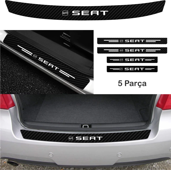 Seat İçin özel yeni uyumlu Aksesuar Oto Bağaj Ve Kapı Eşiği özel yeni sticker Set Karbon