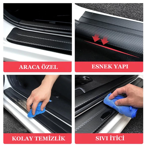 Dodge Journey İçin özel yeni uyumlu Aksesuar Oto Kapı Eşiği özel yeni sticker Karbon 4 Adet