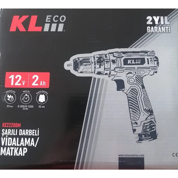 12V 2.0 AH ŞARJLI DARBELİ MATKAP TEK  AKÜ KL ECO - 2