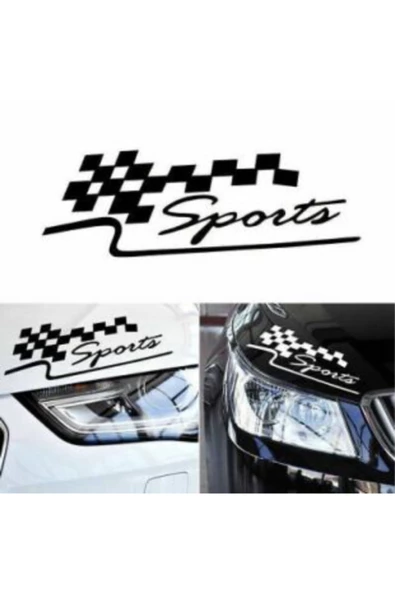 Sports Far Üstü Veya Kaporta özel yeni sticker Sağ-Sol Siyah 2 Adet 30*10 Cm