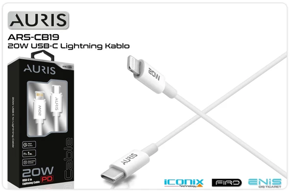 Data Ve Şarj Kablo Type-C To Lightning 1 Mt 20 W Auris ARS-CB19