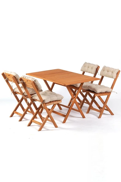 4+1 Minderli Balkon Bahçe Mutfak Bistro Set Katlanır Masa-sandalye 120x70