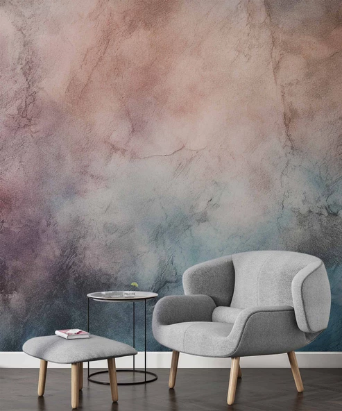 Eskitme Mavi Pembe Duvar Dokulu Duvar Kağıdı Baskı - Resim 6