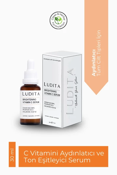 Ludita Aydınlatıcı C Vitamini Serumu (C Vitamini %10 + Hyaluronik Asit %2) 30ML