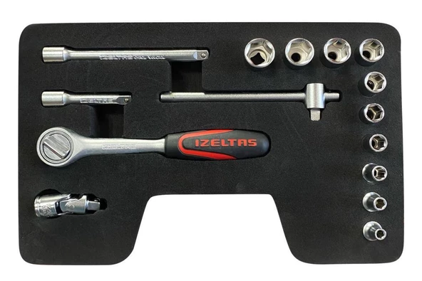 İzeltaş 1/4'' Altı Köşe Lokma Anahtar Takımı 15 Parça (Kutusuz)