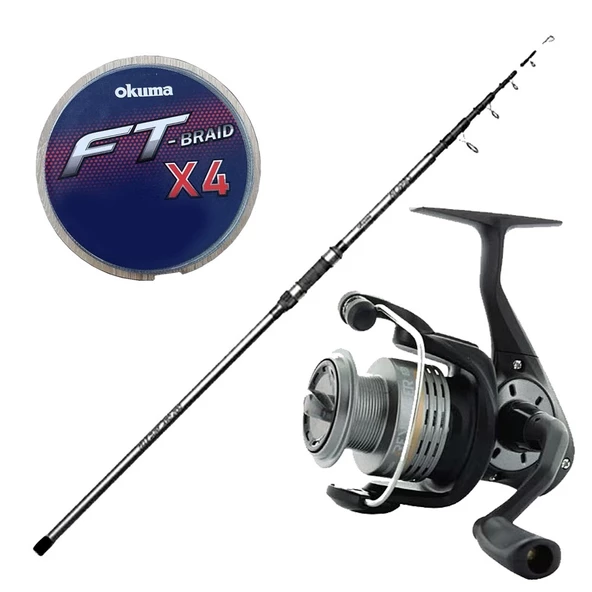 YekOutdoor Surf Oltası Seti Okuma Revenger Tele Surf 420 cm 4 Parça Surf Kamışı&Okuma Revenger RV-65 FD Olta Makinesi