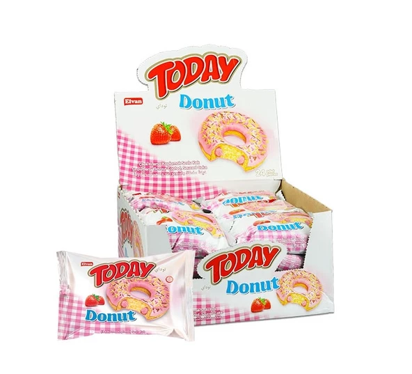 Today Donut Kek Çilekli 35 Gr. 24 Adet (1 Kutu)